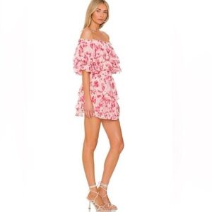 MISA Los Angeles Revolve Floral Pink Off Shoulder Isla Dress Mini NWT✨Sz Small